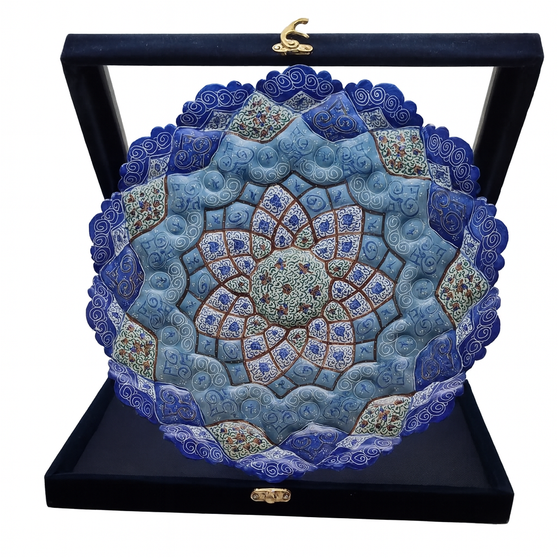 بشقاب میناکاری۳۰  سانتی با جعبه جیر کد ۳۰۰۴