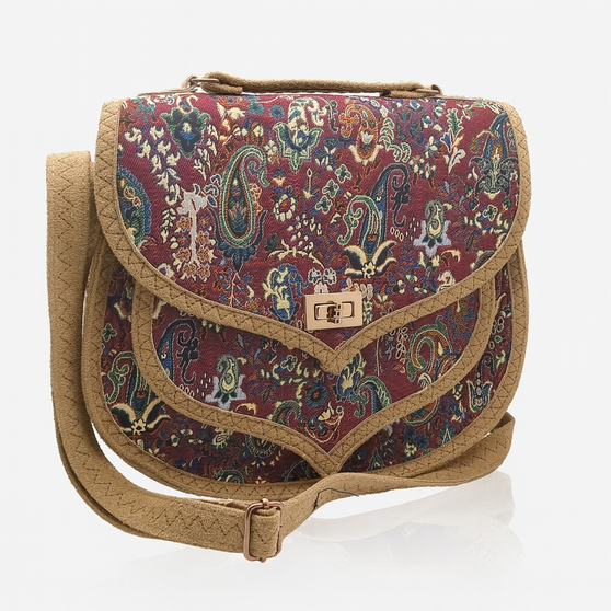 کیف زنانه رو دوشی طرح ترمه عسلی