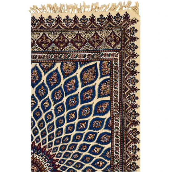 0027 روميزي ممتاز قلمكار عطريان طرح گنبدشيخ لطف اله  سایز 100در 150 سانت كد