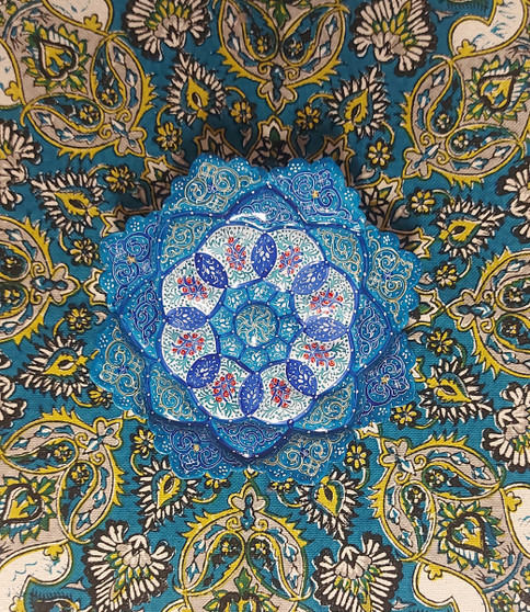 بشقاب مینا- گلبرگ آسمانی- قطر 16 سانتیمتر