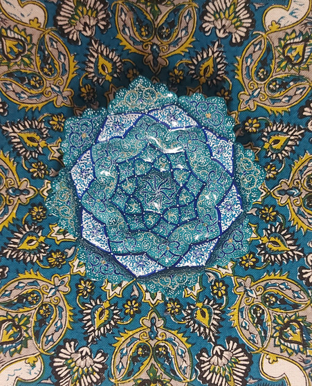 بشقاب مینا- گنبد فیروزه‌ای- قطر 16 سانتیمتر