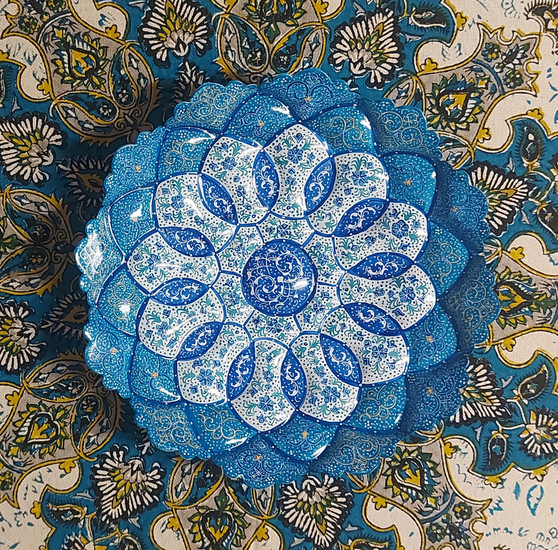 بشقاب مینا-گلبرگ آبی نیلوفر-قطر 25 سانتیمتر