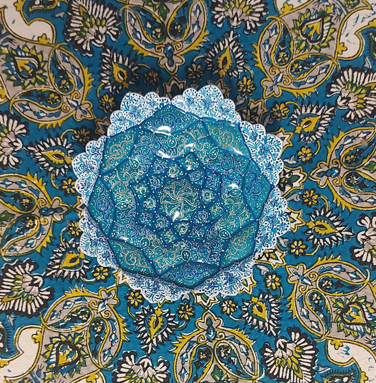 بشقاب مینا-فیروزه آسمانی- قطر 16 سانتیمتر