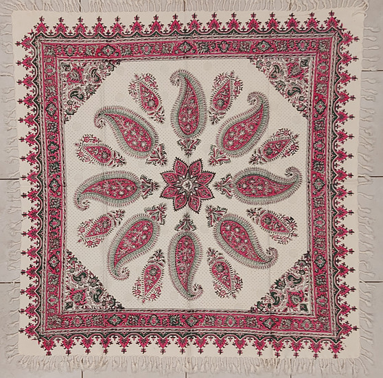 رومیزی قلمکار 100در 100سانتی متر -طرح ترنج زرین - زابلیان اسپادانا