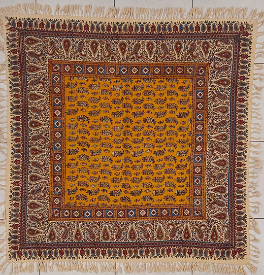 رومیزی قلمکار 100در 100سانتی متر -طرح بته‌جقه کلاسیک (قجری)- زابلیان اسپادانا