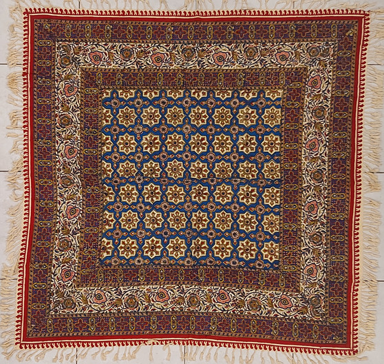 رومیزی قلمکار 100در 100سانتی متر -طرح شمسه (خورشیدی) اسلیمی- زابلیان اسپادانا