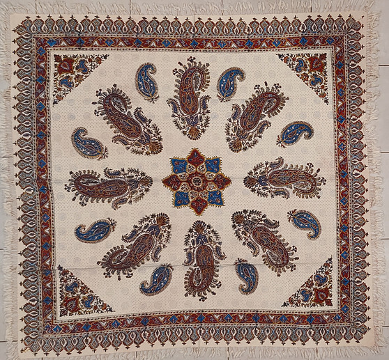 رومیزی قلمکار 120در 120سانتی متر -طرح «ستاره بته جقه»- زابلیان اسپادانا