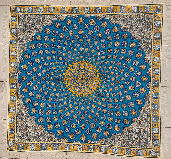 رومیزی قلمکار 120در 120سانتی متر -طرح گنبد مسجد شیخ لطف ا...- زابلیان اسپادانا
