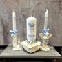 Personalized Baptism Candle Set: Godparent Gift, Custom Christening Candle