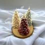 Handmade Festive Pine Tree Candle Trio – Natural Wax Holiday Decor Set