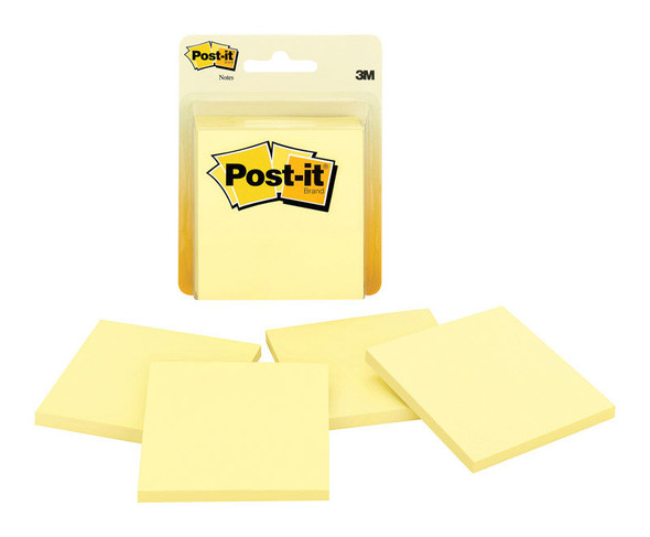 STICKY NOTES 3X3 YLW 4P