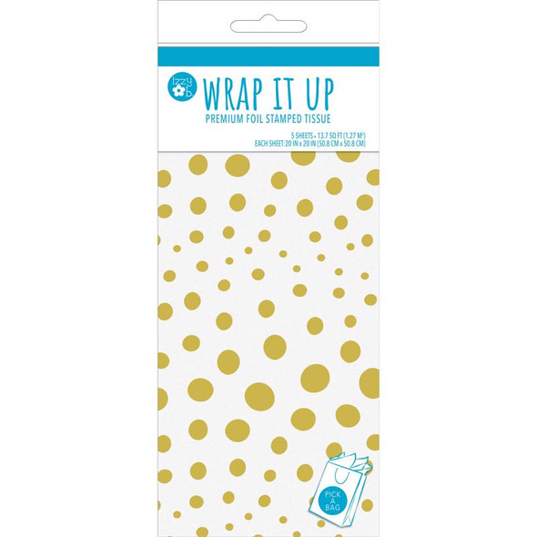 TISSUE PAPER WHT/GLD 5CT