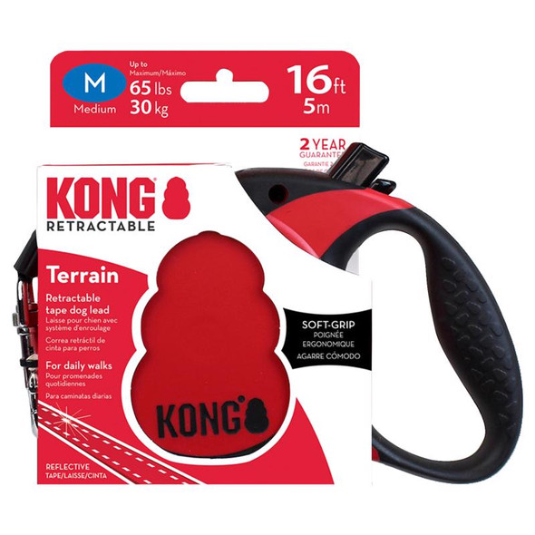 LEASH RETR 16' MD RED