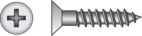 Hillman Brass Wood Screws No. 12 x 2 Inches, Flat Head, Coarse Thread, Phillips Drive, Pack of 100