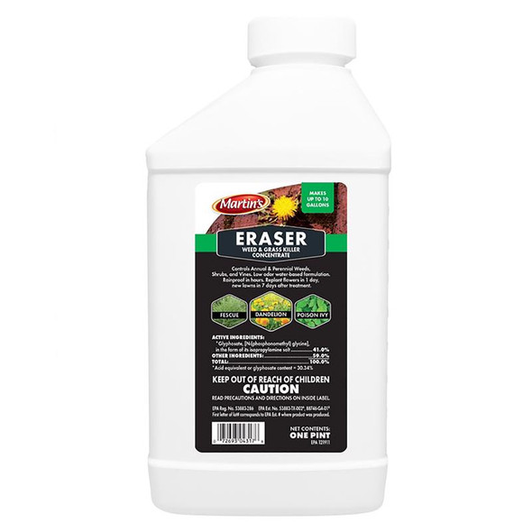 Martin's Eraser Vegetation Killer Concentrate – Non-Selective Post Emergent Herbicide for Driveways and Patios, 1 Gallon