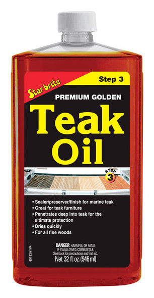 Star Brite Oil Teak Premium Gold 32 oz - Marine Teak Oil with Deep Penetration and UV Resistance