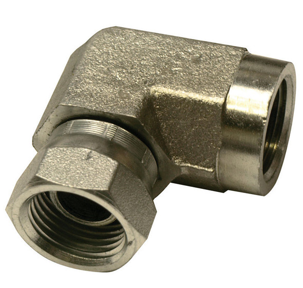 Apache 1/2 inch Hydraulic Adapter with 90-Degree Swivel Outlet, Steel FPT Fittings