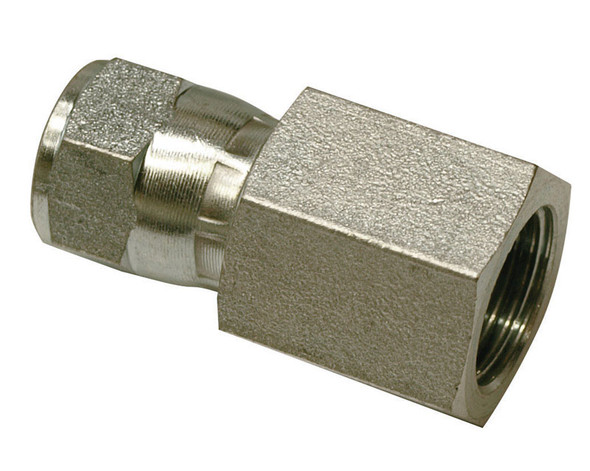 Apache Hydraulic Adapter 3/8 in Female JIC Swivel to 3/8 in FPT - Steel Hydraulic Fitting