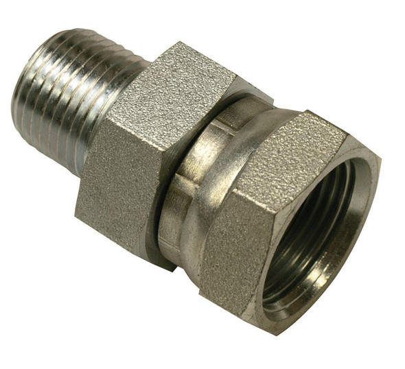 Apache Hydraulic Adapter 1/2 inch MPT to 3/4 inch FPT Swivel - Steel Hydraulic Fitting