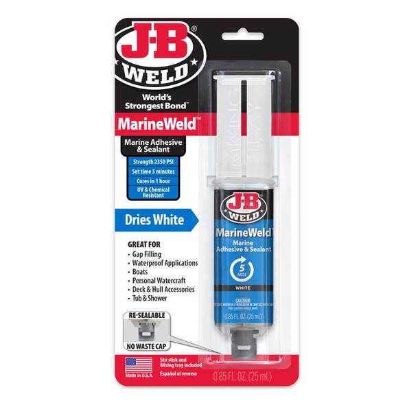 J-B Weld MarineWeld Epoxy - 0.85 oz White Marine Adhesive and Sealant for Aluminum