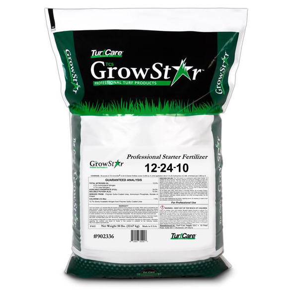 GrowStar All Grasses Lawn Fertilizer 12-24-10, 50 lb Bag - Ideal for Medium Lawns
