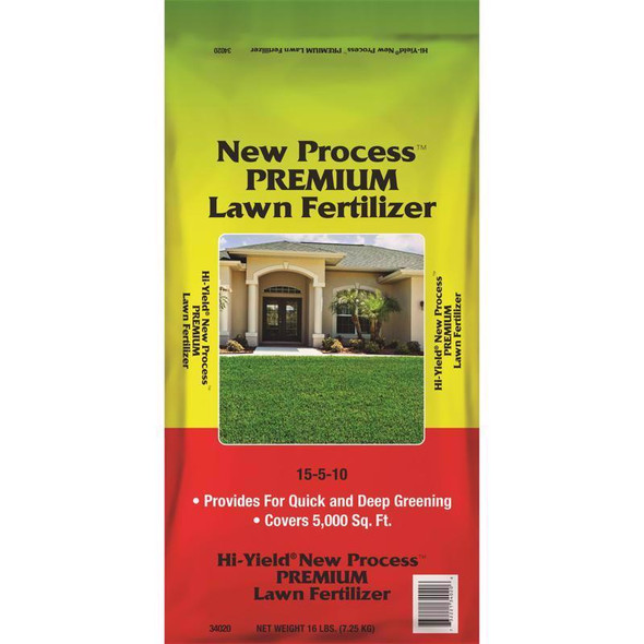 Hi-Yield New Process Pre Plant Lawn Fertilizer - 16 lb Bag, 15-5-10 N-P-K, Iron-Enhanced Multi-Season Grass & Garden Feed