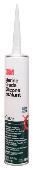 3M Marine Silicone Sealant Clear - 10 oz Tube for Auto and Marine Applications