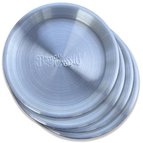 Bayou Classic Aluminum Serving Tray Set (4-Pack) - Durable Brushed Finish, 14" x 14"