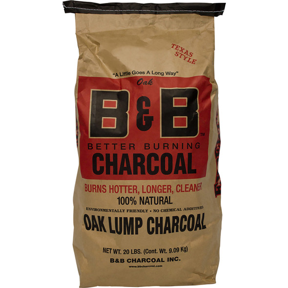 B&B Charcoal Oak Lump Charcoal 20 lb - Natural Hardwood for Grilling and BBQ