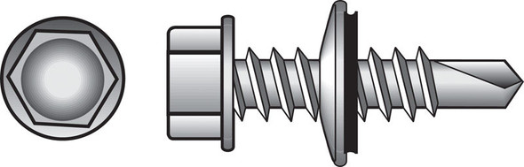 HILLMAN Self-Drilling Screws No. 12 x 3/4 inch, Zinc-Plated Steel, Hex Washer Head, 100-Pack