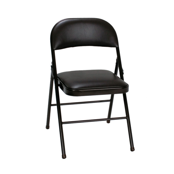 Cosco Vinyl Black Folding Chair - Durable Steel Frame with 250 lb Weight Capacity
