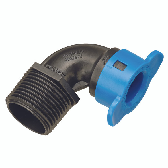 Orbit MPT Elbow 3/4 inch x 1/2 inch Blue Plastic Irrigation Fitting