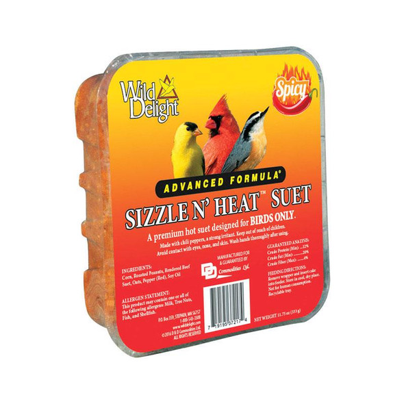 Wild Delight Sizzle N Heat Suet Bird Food, 11.75 oz – Ideal for Songbirds
