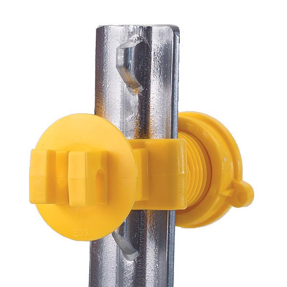Dare Products Inc. T-Post Screw Insulator (Part Number 2193-25) - Yellow Plastic Electric Fence Connector