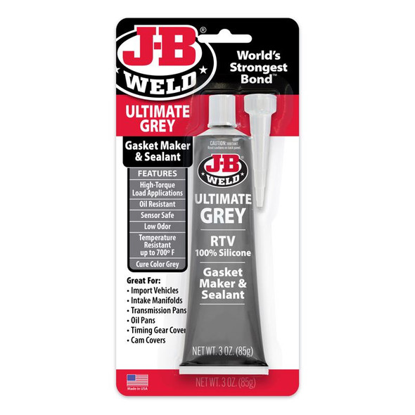 J-B Weld Gray Silicone Sealant 3 oz - High-Temperature Gasket Sealant for Steel Surfaces