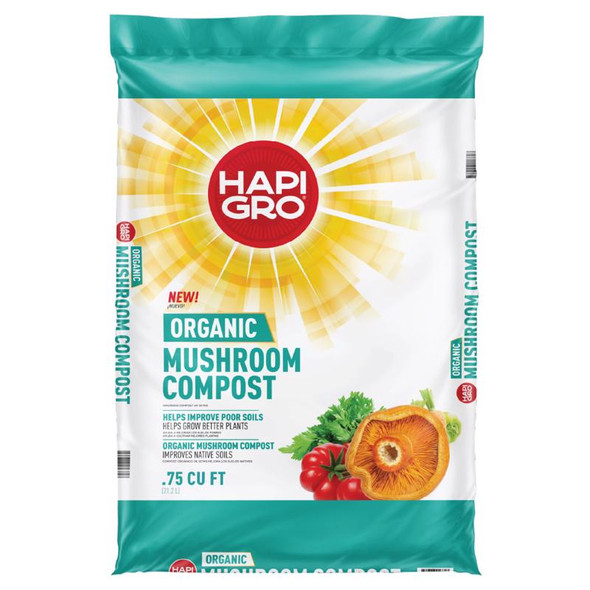 Hapi-Gro Organic Mushroom Compost Soil Amendment - 0.75 Cubic Feet Bag