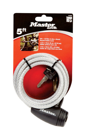 Master Lock 8109D 5-Foot Keyed Bike Cable Lock with Vinyl Coating