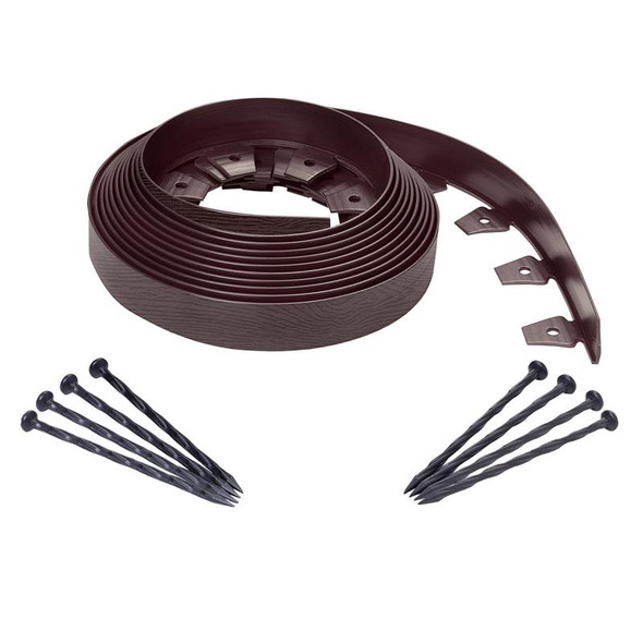 EasyFlex Landscape Edging Kit Brown 20 ft | Durable Plastic Lawn Border