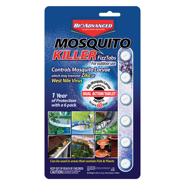 BioAdvanced Mosquito Fizztab 6-Pack – Effective Outdoor Mosquito Killer Tablets with Spinosad