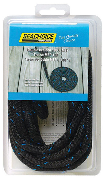 Seachoice Line Dock 3/8 inch x 15 feet Black Marine Dock Line