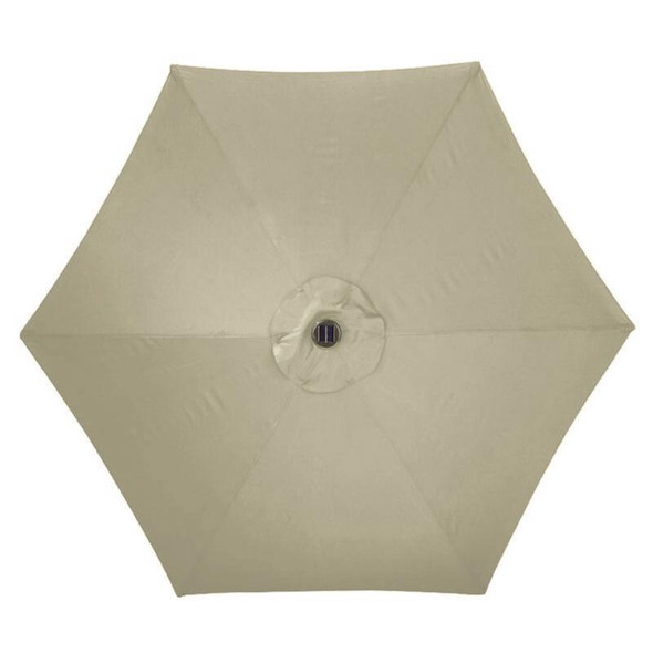 Living Accents Solar LED Market Umbrella with 9' Taupe Canopy and Tiltable Aluminum Pole