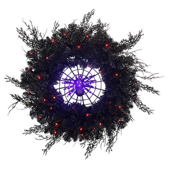 WREATH SPDR B/O BLK 24"