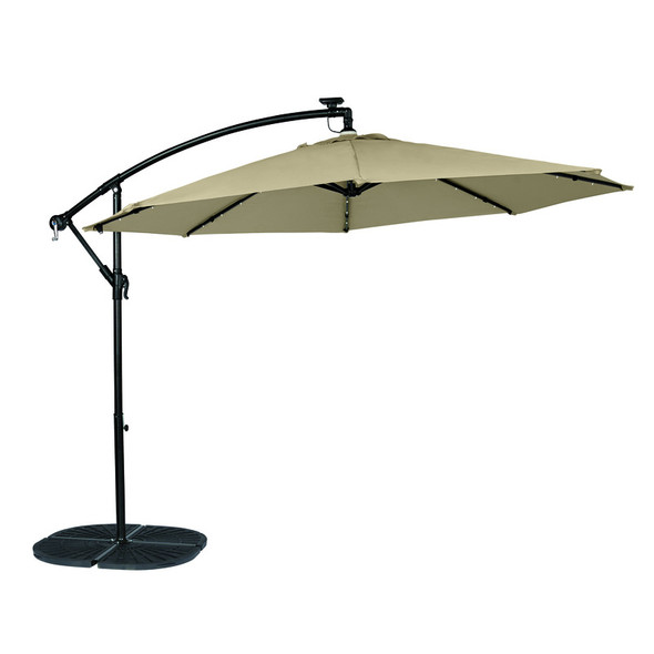Living Accents 10' Offset Patio Umbrella with Tiltable Canopy and LED Lighting