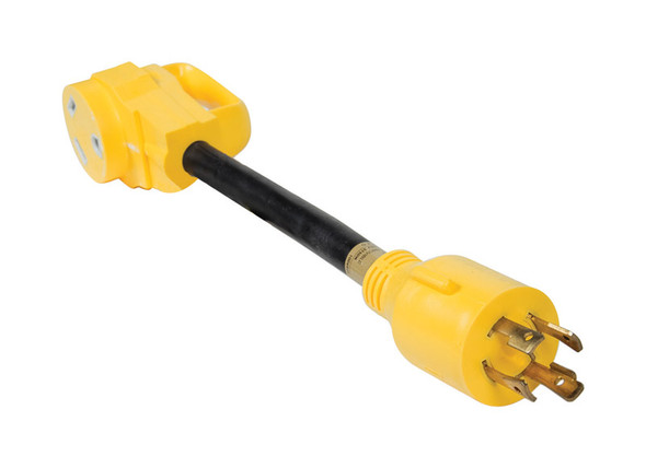 Camco Power Grip 30A/30A RV Electrical Adapter - 12 Inch Yellow