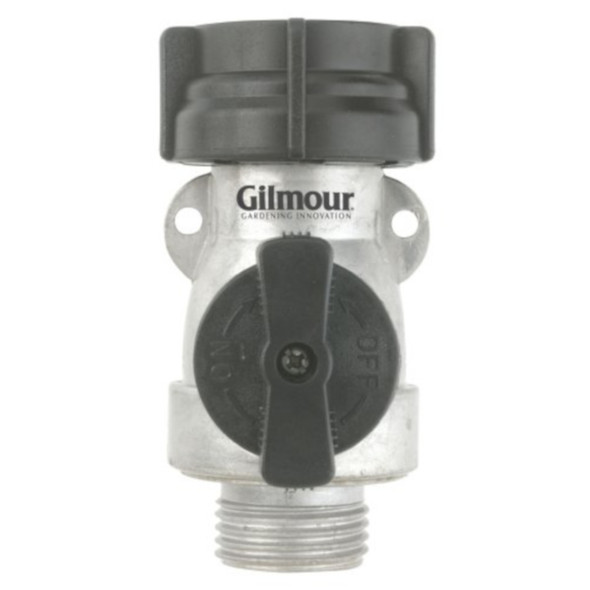 Gilmour Single Shut-Off Valve with 2 Male and 1 Female Threaded Connections