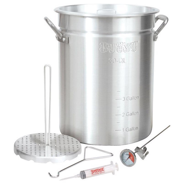 Bayou Classic 30 Quart Turkey Fryer Pot - Heavy Duty Aluminum with Casters and Safety Features