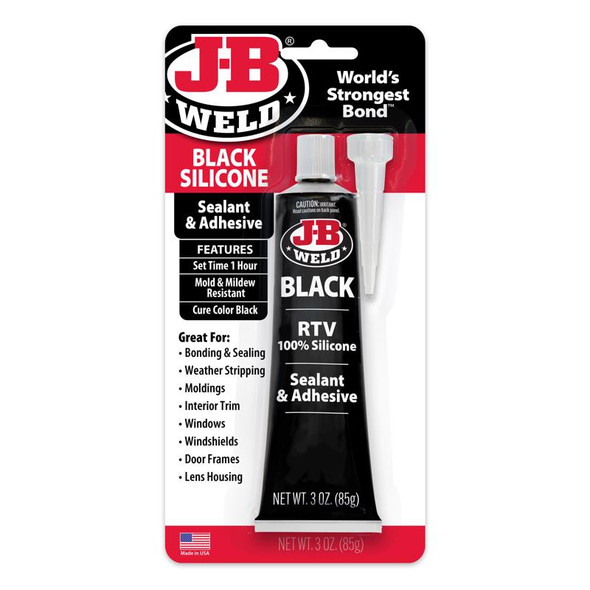 J-B Weld RTV Silicone Sealant Gel - Black, 3 oz for Steel Bonding