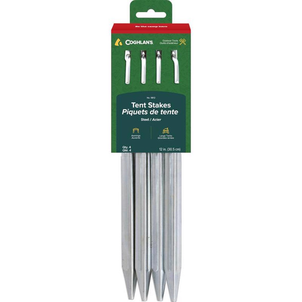 Coghlan's 12-Inch Steel Tent Stakes – Pack of 4 for Secure Camping Setup