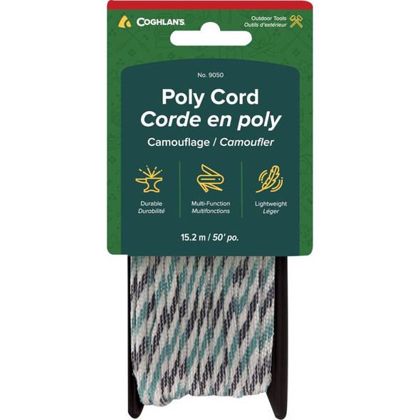 Coghlan's Poly Cord 50' Camouflage – Heavy-Duty Tent and Camping Rope