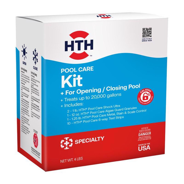 HTH Pool Care Kit with Granular Chlorine - Effective Pool Opening and Closing Solution